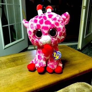 TY Pink and‎ Red Giraffe “Junglelove” Plush Toy 2012